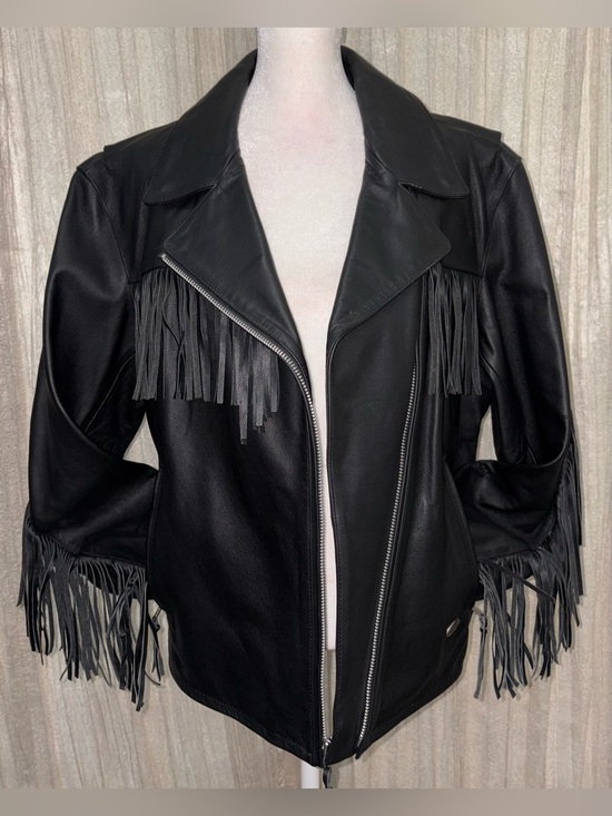 Harley-Davidson Jackets & Blazers - Authentic Harley Davidson Women’s XL Leather Fringe Motorcycle Riding Jacket Y2k